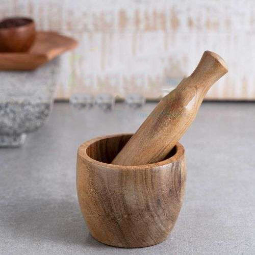 Hand-crafted Wooden Mortar & Pestle